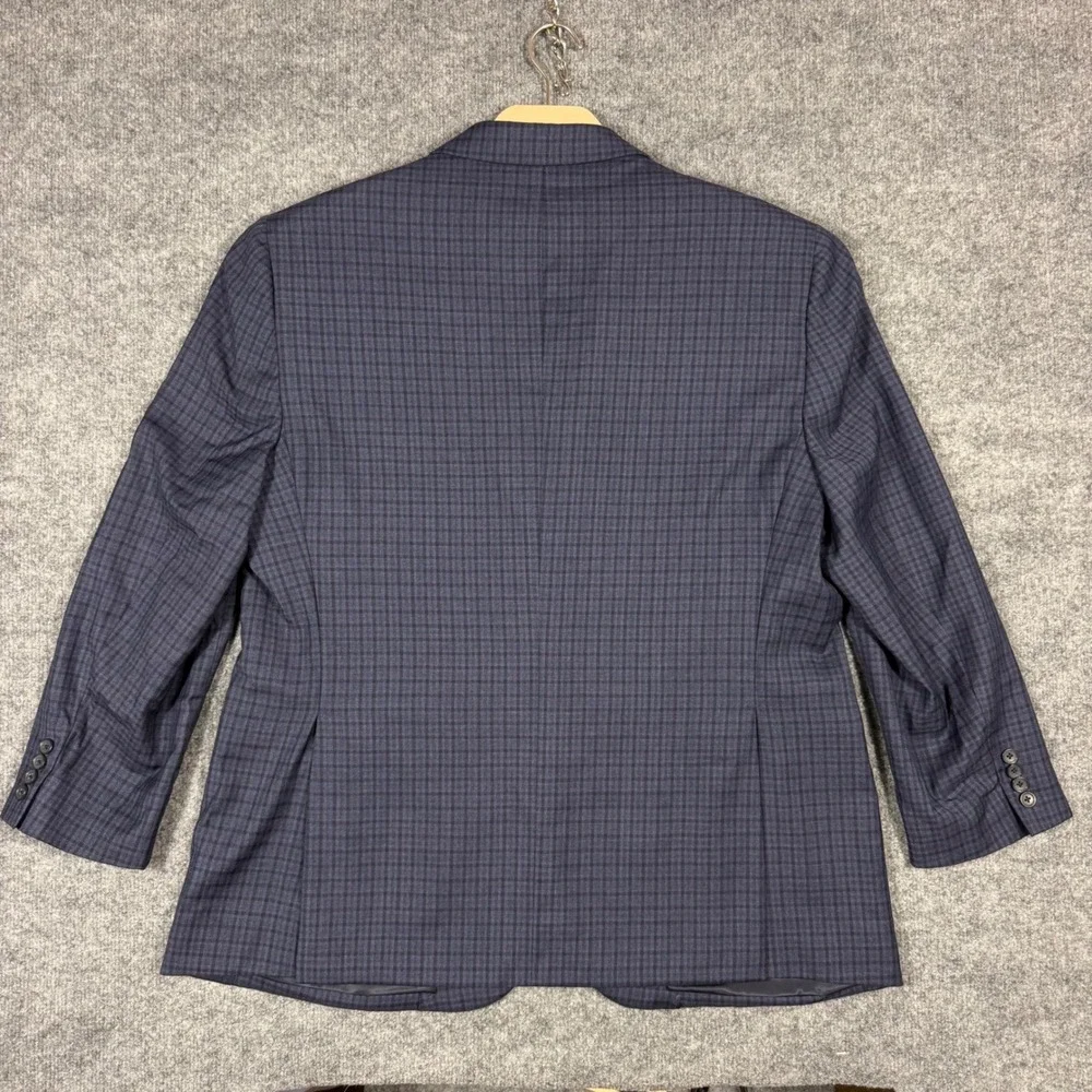 Jos A Bank Reserve Sport Coat Plaid Mens 46 Regular Navy Blue 100% Wool EUC